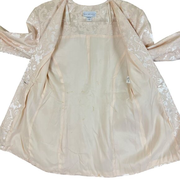 Vtg Jessica McClintock Lace Brocade Pearls Dress Jacket Set Bridal Pink NWT 12 - Picture 16 of 16